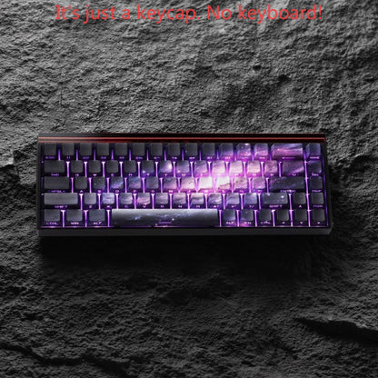 Teclas PBT transparentes con degradado galaxia morado y grabado lateral, 135 teclas, compatibles con teclado mecánico de 60/64/84/98/108 teclas