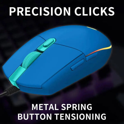 Logitech G203 LIGHTSYNC-mus trådbunden 8000 DPI-sensor RGB Sync 6 knappar mekanisk spänning för kontor och gaming
