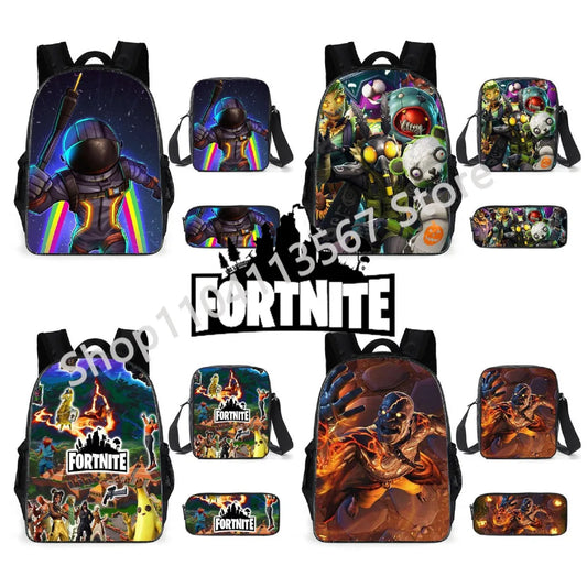 Fortnite Kids 3pcs Backpack Set Women Backpacks Office Stationery for Teenage Girls Boys Laptop Backpack Casual Travel Rucksack