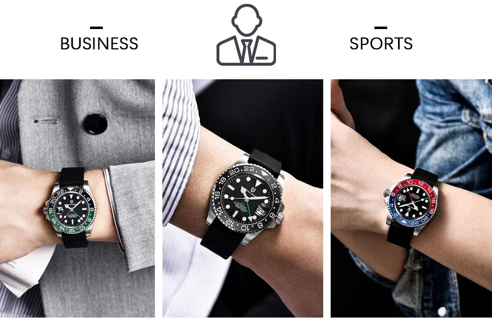 New 1662 PAGANI DESIGN GMT Automatic Watch 40mm Men's Wristwatch Top Brand 100M Waterproof Mechanical Wristwatches for Men Cloc