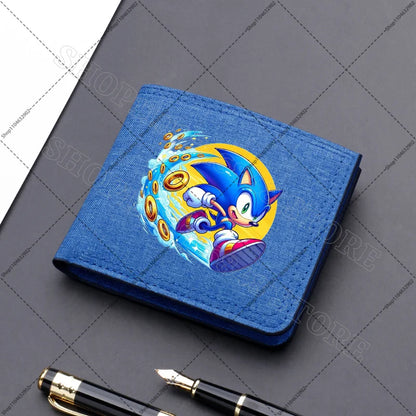 Sonics Mens Purses Men Wallets Cartoon Anime Graphic Print Cute Purse Portable Large Capacity Card Packs Birthday Party Gifts
