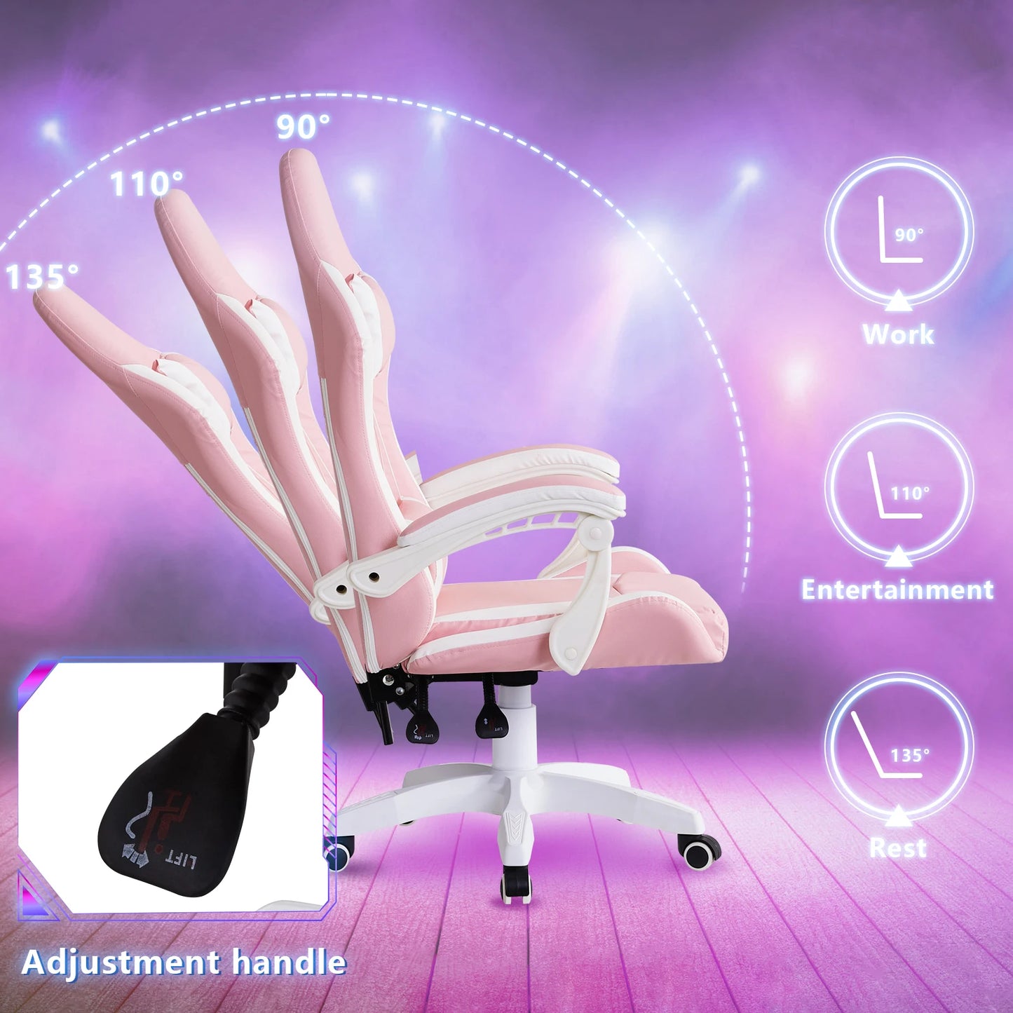 Sedia da gaming ergonomica Racing con poggiatesta, supporto lombare e altezza regolabile