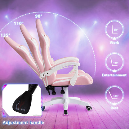 Sedia da gaming ergonomica Racing con poggiatesta, supporto lombare e altezza regolabile