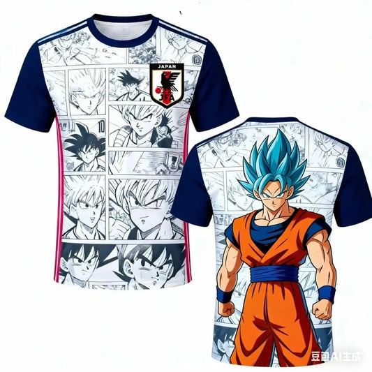 2026 New Bandai Japanese Anime Dragon Ball Son Goku X Japan National Team Custom Soccer Jersey Men's Women Kids T-shirt Tops