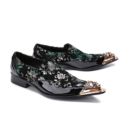 Men's Luxury White Gold Metal Toe Oxford Elegant Loafers Slip-On Dress Shoes Formal Wedding Party PU Leather Shoes Size 38-46