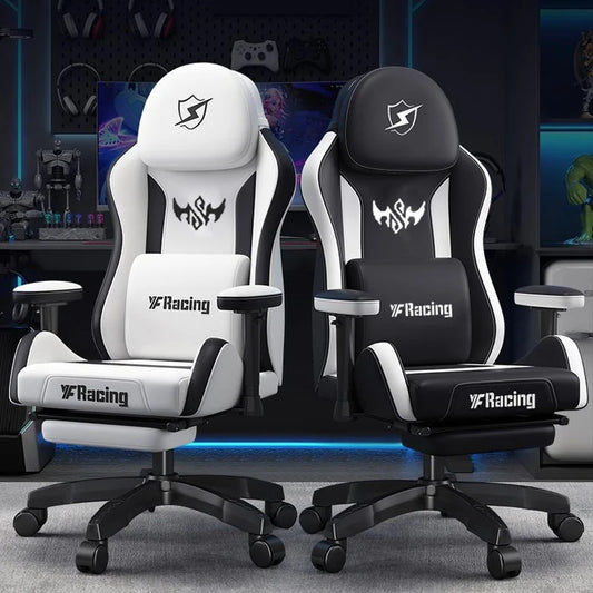 Gaming Chair with Latex Seat Cushion, Four-stage Pneumatic Cylinder, Removable Dual Headrest Adjustable Backrest, Office Chair