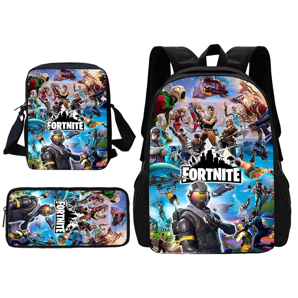 Child School Backpack with Shoulder Bag and Pencil Case School Bags for Hot Game Design Fortnite Boys and Girls Best Gift