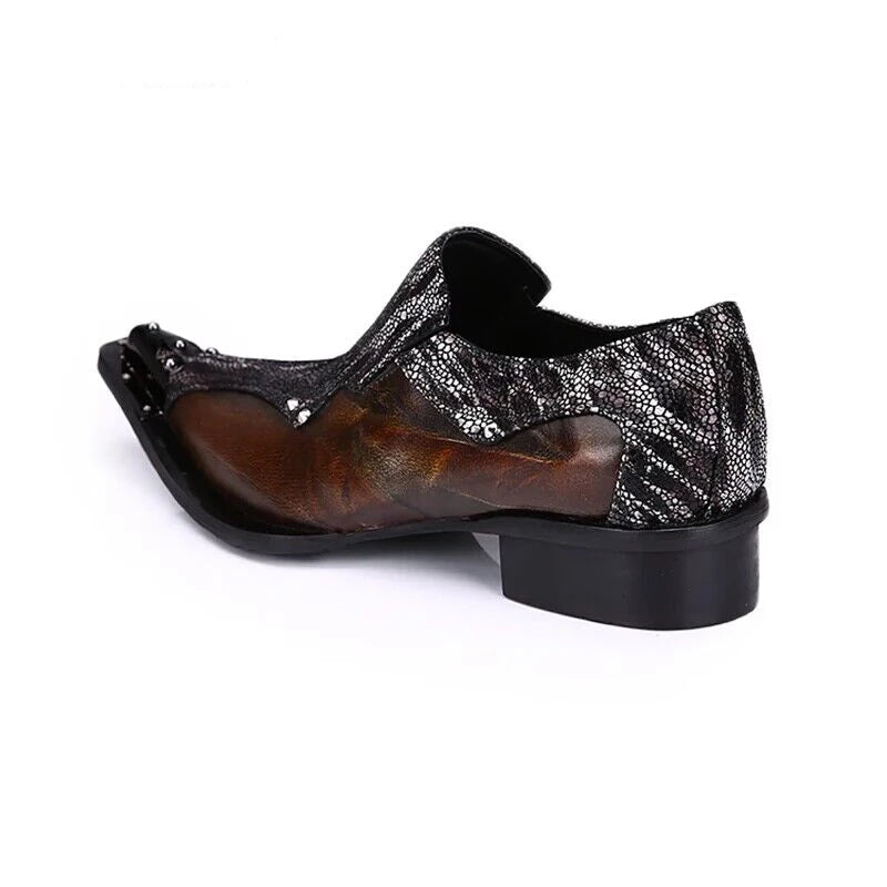 Men's Luxury White Gold Metal Toe Oxford Elegant Loafers Slip-On Dress Shoes Formal Wedding Party PU Leather Shoes Size 38-46