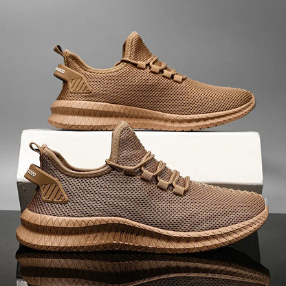Zapatillas deportivas informales antideslizantes para hombre, transpirables, para correr al aire libre, entrenar, hacer senderismo y practicar deportes; zapatillas con cordones de tejido de punto para actividades al aire libre