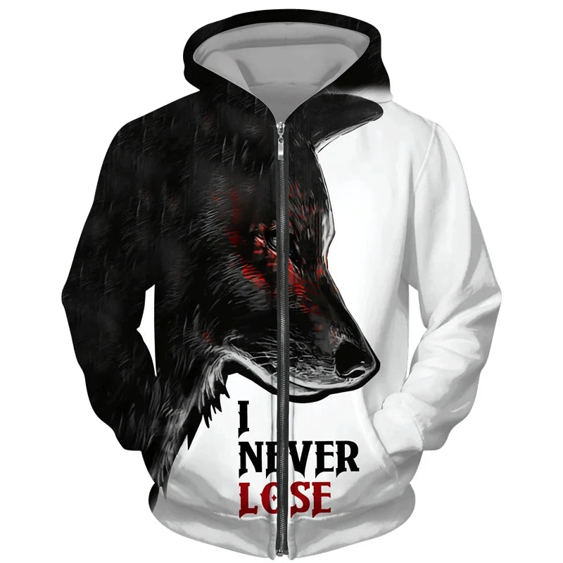 Cool 3D Wolf Printed Zipper Hoodies Fashion Men/Women Streetwear Hooded Jacket Coat Unisex Casual Hip Hop Pullover Sweatshirts