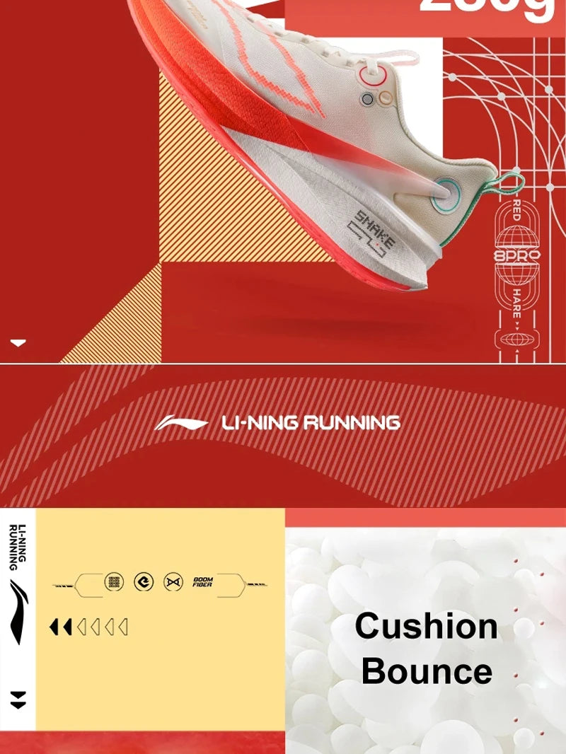 Li-Ning Men's RED HARE 8 PRO Racing Running Shoes BOOM FIBER Cushion Stable Anti-Slip Wearable Sneakers ARPV003 ARPV015 ARPW001