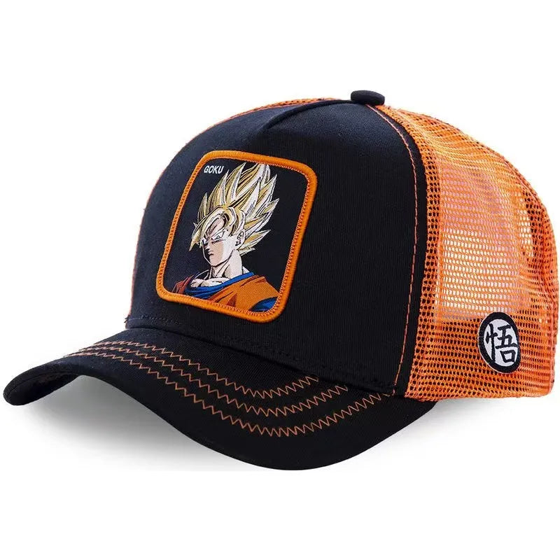 Dragon Ball Anime – Bestickte Mesh-Kappe mit Entenzunge, verstellbar, atmungsaktiv, Baseballkappe, Sonnenkappe für Damen und Herren
