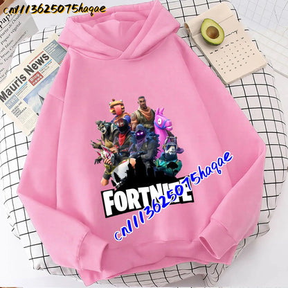 FORTNITED Children Long-sleeved Girls Boy Streetwear Boys Baby Hoodies Pullover Sweatshirt Anime Fashion Kid Clothing Tops Gift