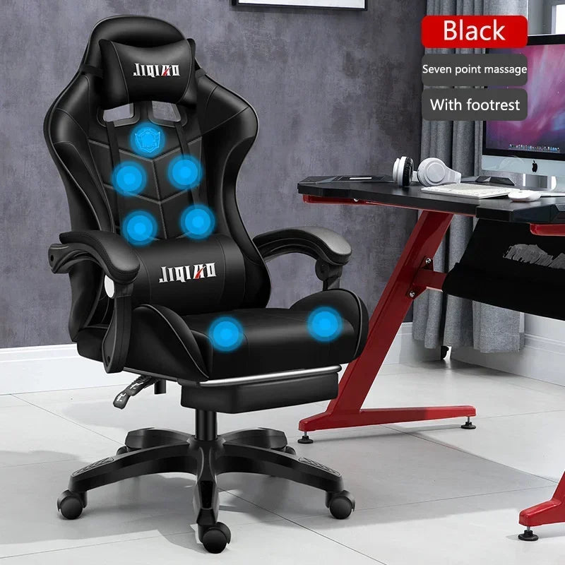 RGB Gaming Chair Ergonomic Computer Chair with Massage Function, Reclining Office Chair, Swivel Gamer Chair with Adjustable Height and Armrests