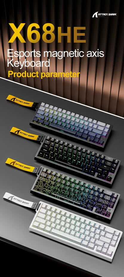 ATTACK SHARK X68HE X68Pro He Magnetic Mechanical Keyboard for Pro Gaming 0.01mm Rapid Trigg 8000Hz SOCD/Rs 0.125ms 128K Rate