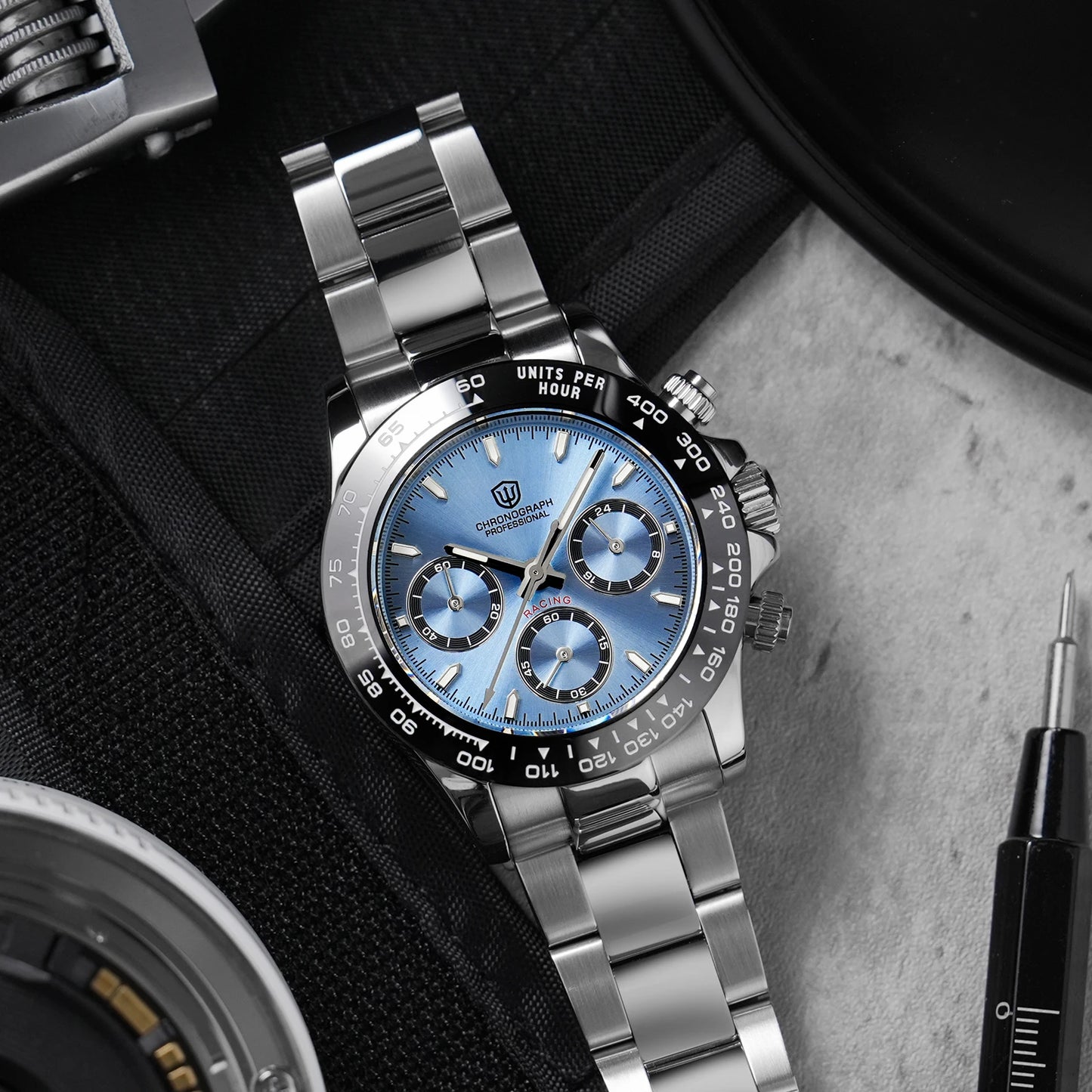 Watchdives WD16500 V2 Men Watch VK63 Quartz Movement Chronograph Wristwatch Stainless Steel Sapphire Crystal Luminous Watches