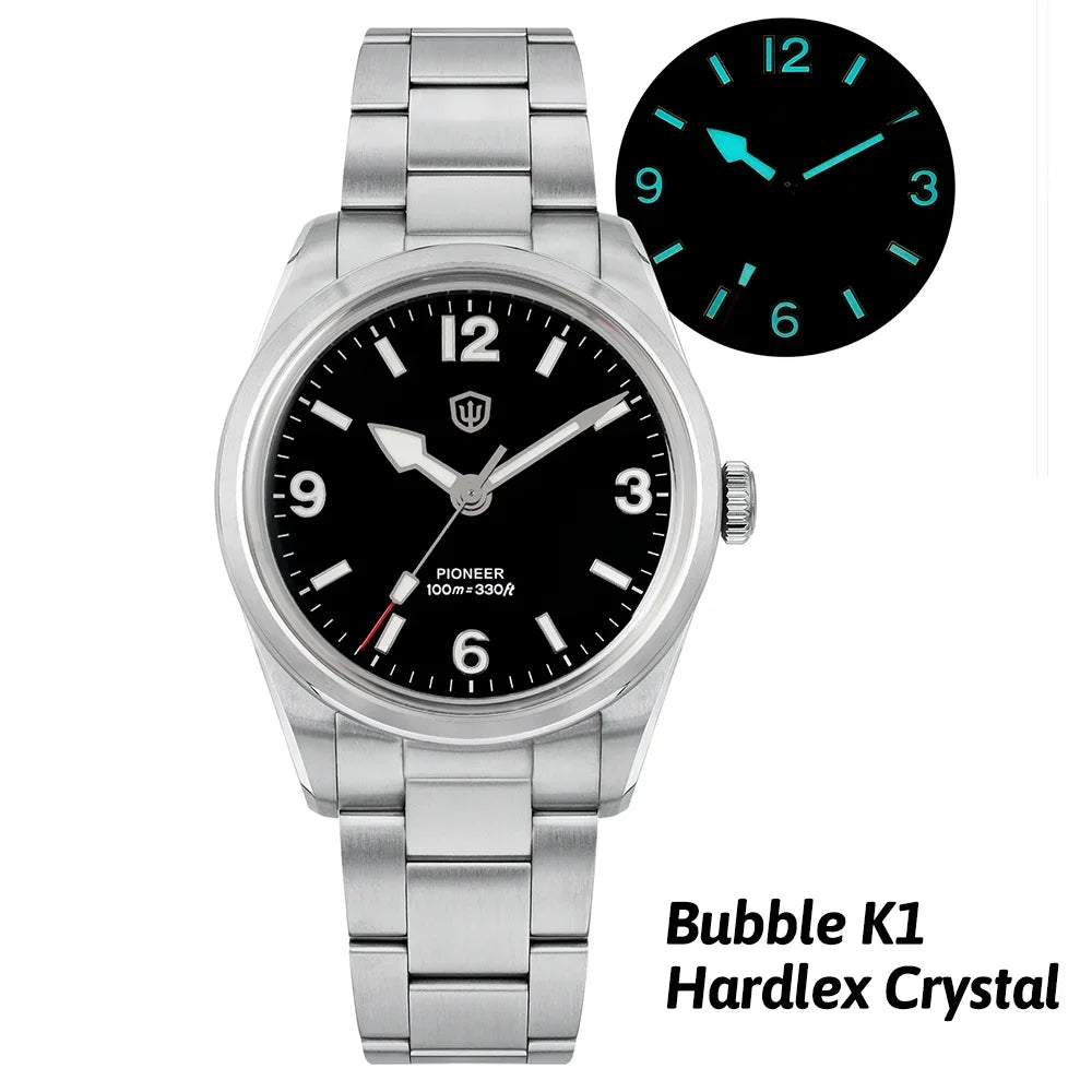 Watchdives WD1960S V2 36Mm Vintage Cream Man Watches VH31 Sweep Seconds Quartz Watch Bubble K1 Sapphire Luminous Stainless Steel
