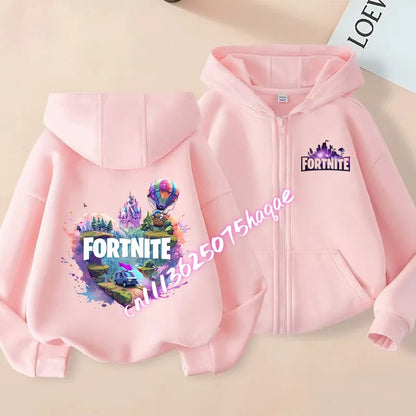 Fortnites Kinder-Kapuzenjacken mit Reißverschluss Anime Fortress Night Sweatshirts Game Frühling Herbst Hoodies Sportbekleidung Kinderkleidung Geschenk
