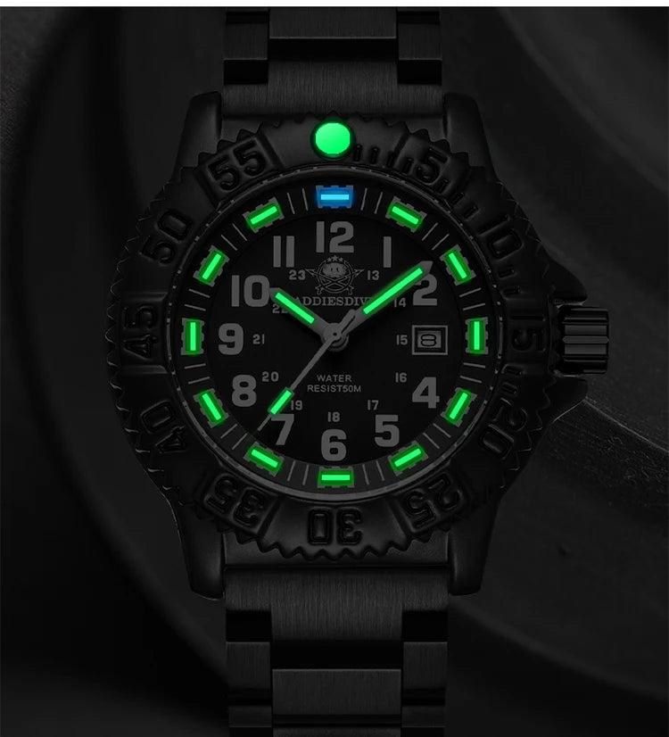 ADDIESDIVE 2023 Men's Sports Watch Military Sports Luxury Rotating Bezel Luminous Watch Nylon Strap 50m Waterproof Quartz Watch