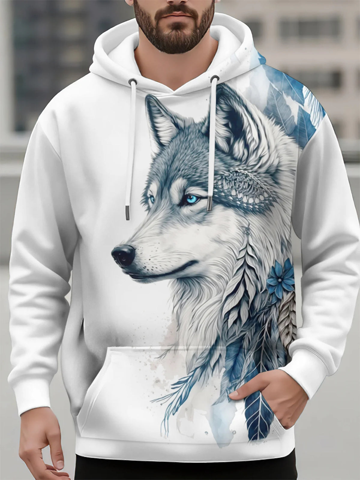 Muoti Eläinaiheinen miesten huppari Susi 3D-painatus Syksyn collegepaita Huppari Katutyylinen vapaa-ajan collegepaita Y2K Miesten ylisuuri Unisex-vaatteet