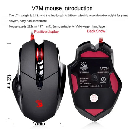 Bloody V7M kabelgebundene Maus RGB leichtes ergonomisches Design 4000dpi PC Büro E-Sports Gaming Makroprogrammierung Maus für CF LOL CS
