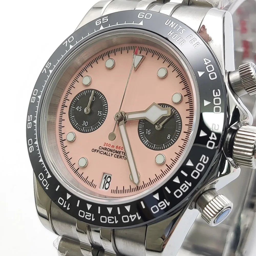 Fashions 39.5MM Quartz Watch VK64 Chronograph Men's Watch Sapphire Glass design vintage Watch Wristwatches Calendar