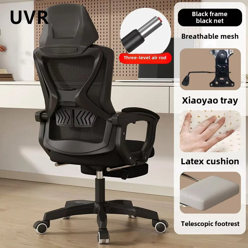 UVR Reclining Computer Chair Ergonomic Office Gaming Chair with Adjustable Backrest, Comfortable Long Sitting Desk Chair with Armrests