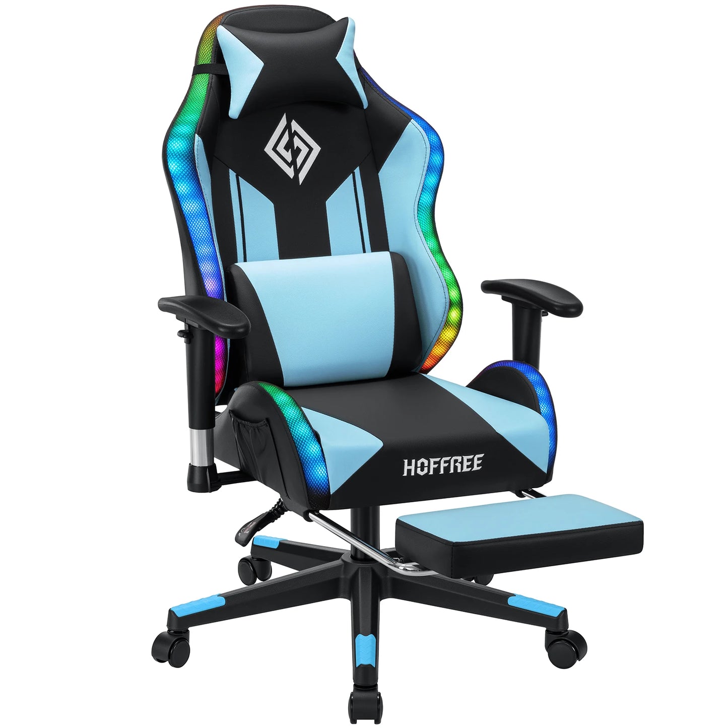 250Lbs LED Gaming Chair for Kids 8-15 Years, Adjustable Ergonomic Gamer Chair with RGB Lighting, Footrest & Lumbar Support