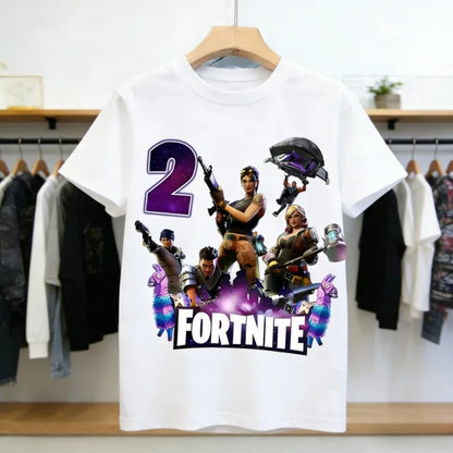 Fortnite Children’s Birthday Number T-Shirt Girls Boys Summer Clothes Baby Cotton Tee Shirts Party Short Sleeve Tops Toddler Gift
