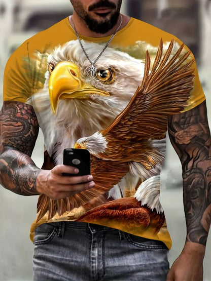 Fashion Eagle T-shirts met print Luxe T-shirt Zomer T-shirts voor heren Casual tops T-shirt met korte mouwen 3D-print Herenkleding