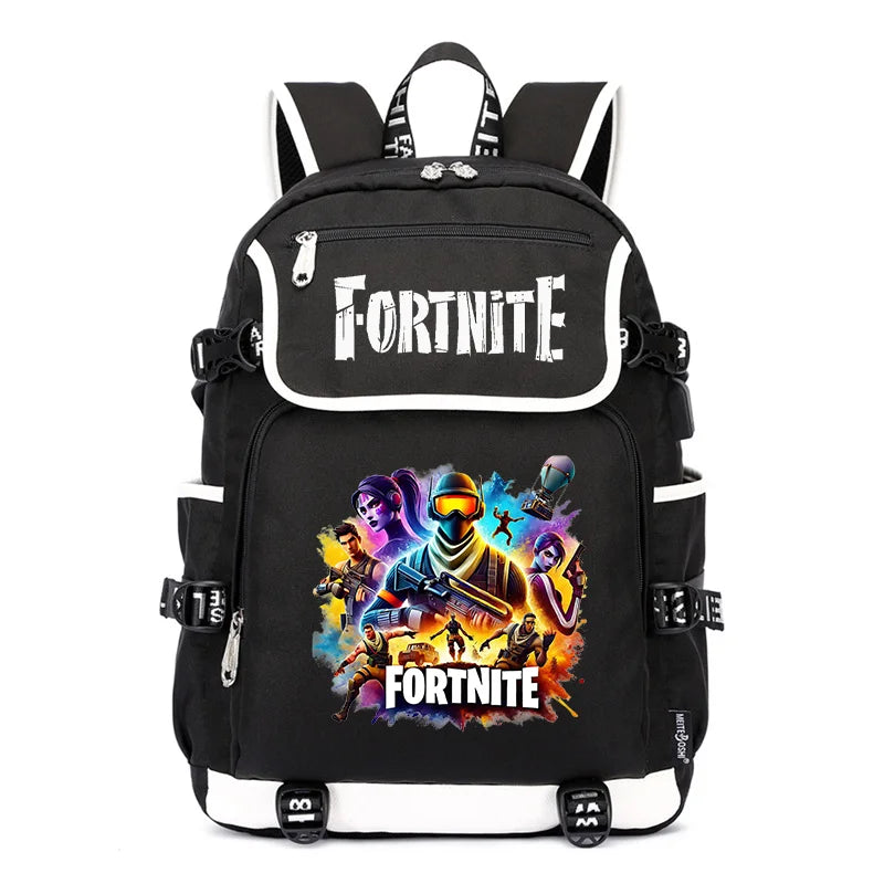 Fortnites раница с голям капацитет, ежедневна чанта за рамо с USB порт, унисекс аниме ученическа раница, нов стилен подарък за канцеларски принадлежности