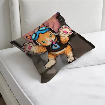 Jetpack Cat O-Overwatch Game Square Pillow Case Soft Decorative Throw Pillow Cover for Home Sofa Bed