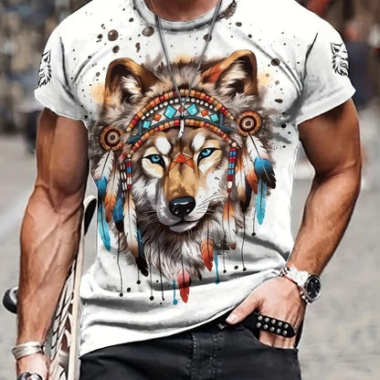 3D Printed Bear Wolf Lion T-Shirt For Men Cool Animal Pattern Tees Fashion Casual Oversize Tops Street Sport O-Neck T Shirts