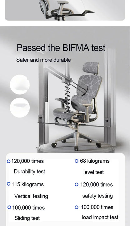 Ergonomic Gaming Chair with Adjustable Footrest, Reclining Office Chair, Posture Support Computer Chair with 2D/3D Armrests for Home Office