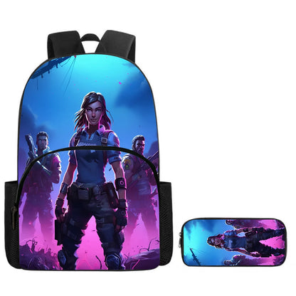 Conjunto Fortnite de 2 peças: mochila com bolso frontal e estojo, grande capacidade, mochila escolar cartoon, presente para crianças, rapazes e raparigas, dos 5 aos 8 anos