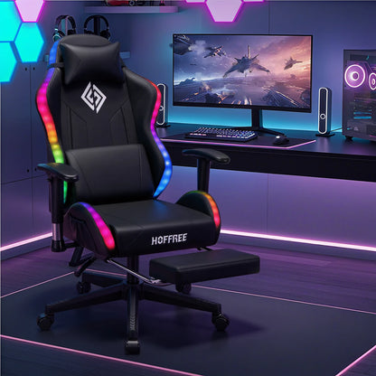 250Lbs LED Gaming Chair for Kids 8-15 Years, Adjustable Ergonomic Gamer Chair with RGB Lighting, Footrest & Lumbar Support