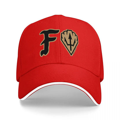 FORTNITE BASEBALL CAP WITH GOLD LOGO DESIGN BLACK AND WHITE TRIM ADJUSTABLE FIT FOR GAMING FANS AND STYLE ENTHUSIASTS