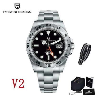 Pagani Design 2026 New Men's Automatic Mechanical Watch GMT Sapphire Stainless Steel Waterproof 10Bar Luminous BWG-9 Watch for Men