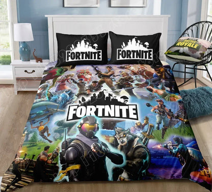 Juego de cama Fortnite con funda nórdica de 3 piezas, diseño 3D, ropa de cama para dormitorio, gaming, anime y dibujos animados, funda de almohada, decoración de habitación, regalo