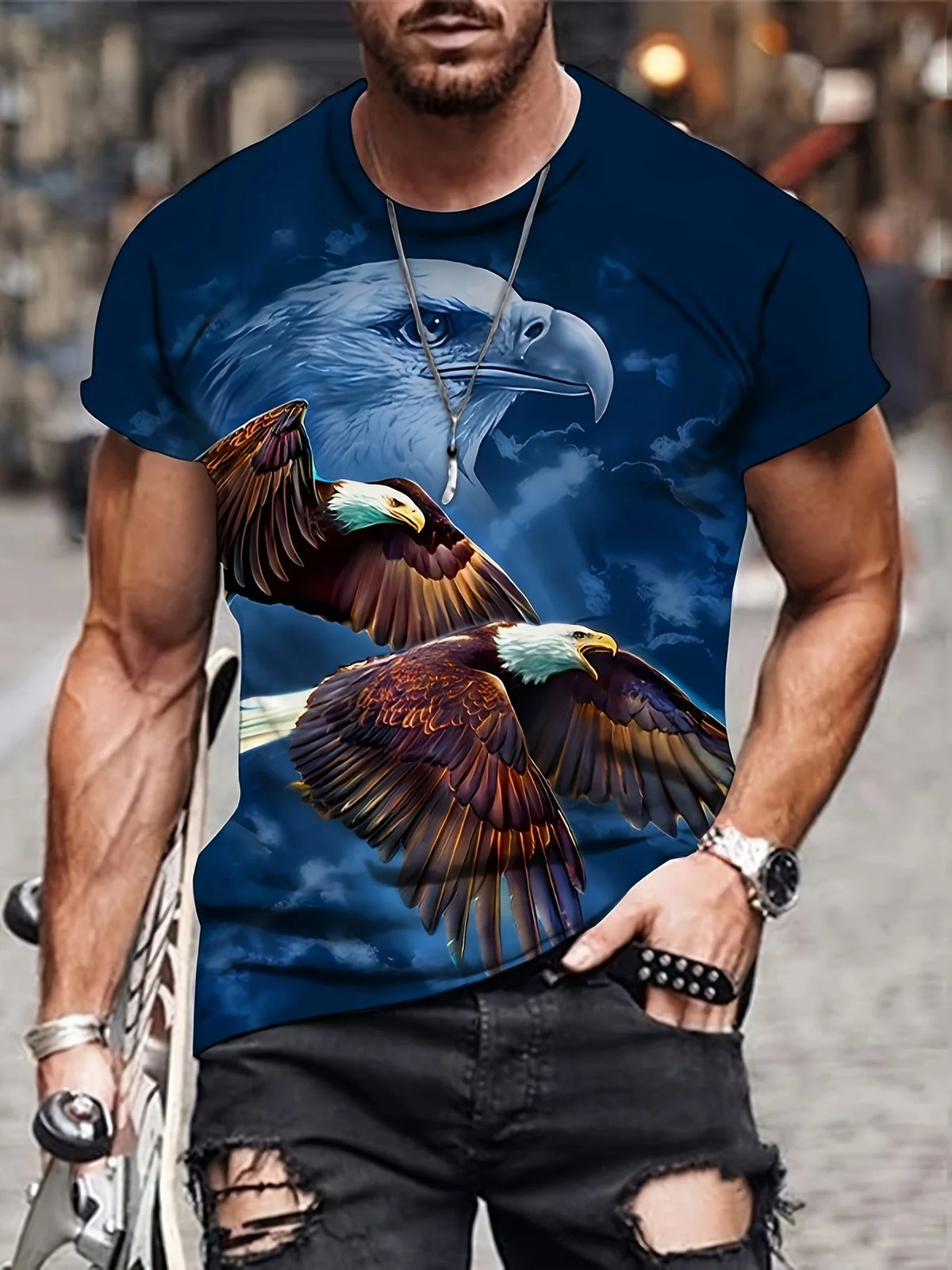 Fashion Eagle T-shirts met print Luxe T-shirt Zomer T-shirts voor heren Casual tops T-shirt met korte mouwen 3D-print Herenkleding