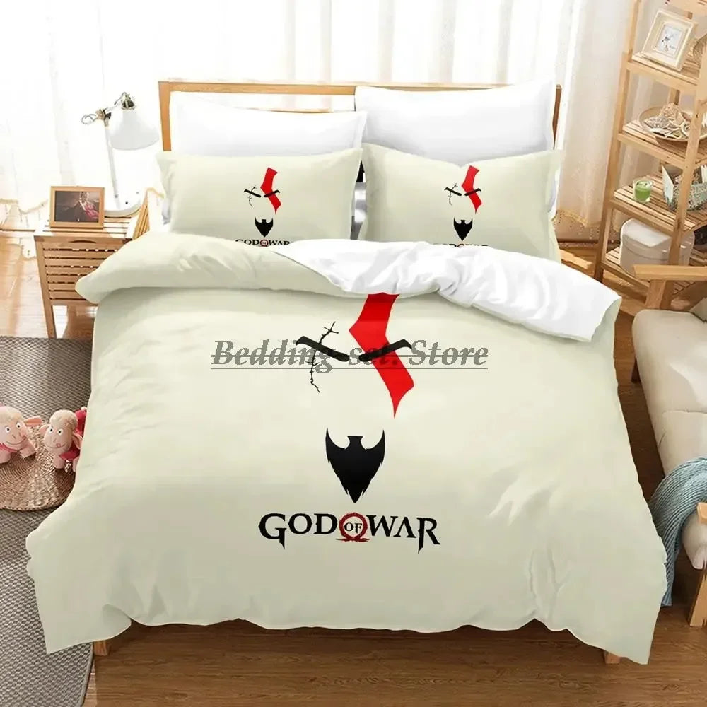 2023 Game God of War Bedding Set Single Twin Full Queen King Size Bed Set Aldult Kid Bedroom Duvetcover Sets Anime Bed Sheet Set