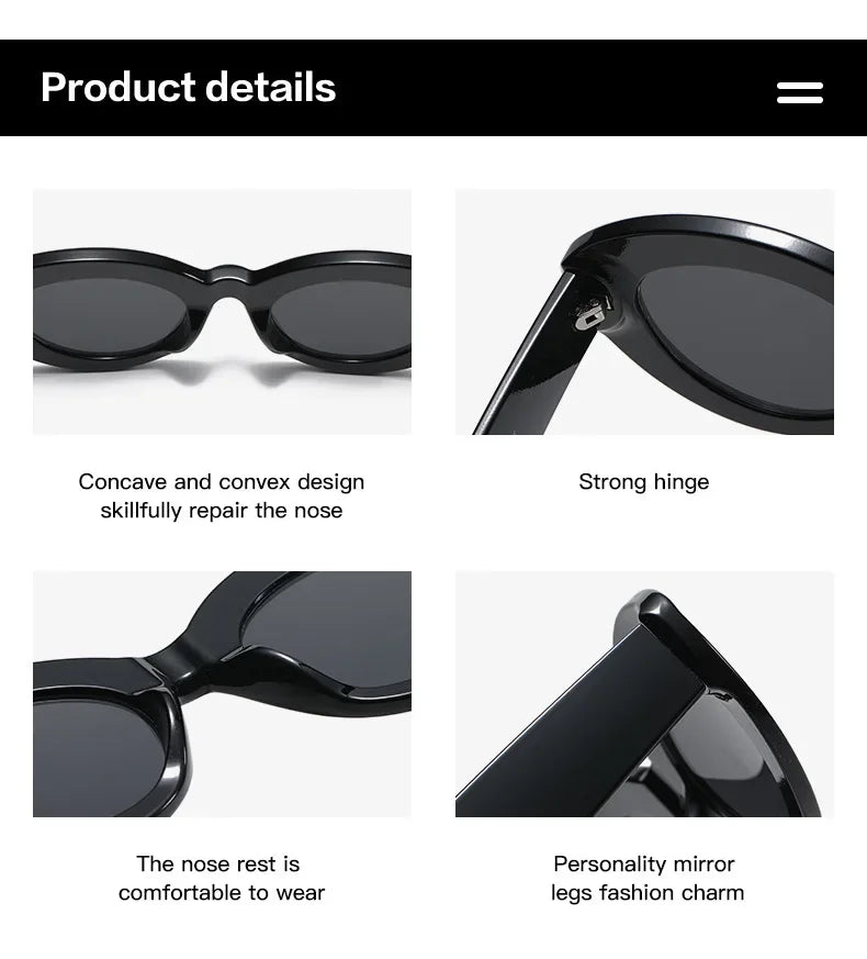 JNPCXI Ins Popular Fashion Oversized Cat Eye Women Sunglasses Green Stripes Retro Shades UV400 Men Trending Oval Sun Glasses