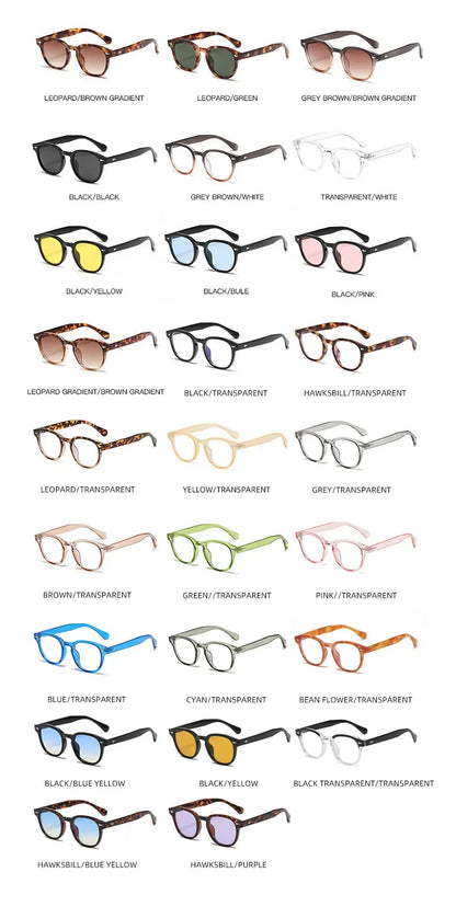 JNPCXI Quality New Retro Round Sunglasses Women Fashion Rivets Decoration Shades UV400 Men Punk Leopard Sun Glasses
