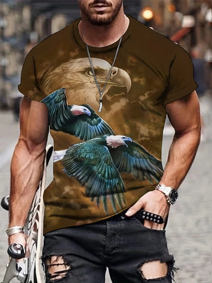 Fashion Eagle T-shirts met print Luxe T-shirt Zomer T-shirts voor heren Casual tops T-shirt met korte mouwen 3D-print Herenkleding