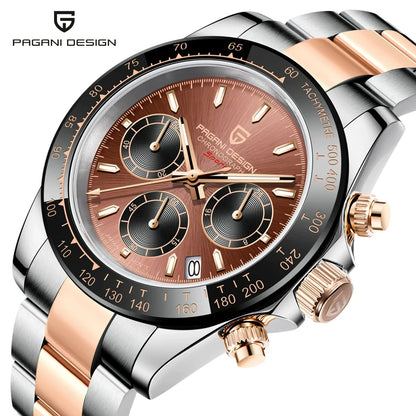 Chronografklocka för män från PAGANI DESIGN – Lyxig armbandsur med kvartsverk, självlysande och vattentät.