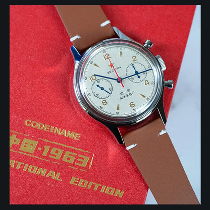 Seagull 1963 International Edition Men's Mechanical Watch Pilot Clock ST1901 Retro Chronograph Wristwatch Air Force Aviation New
