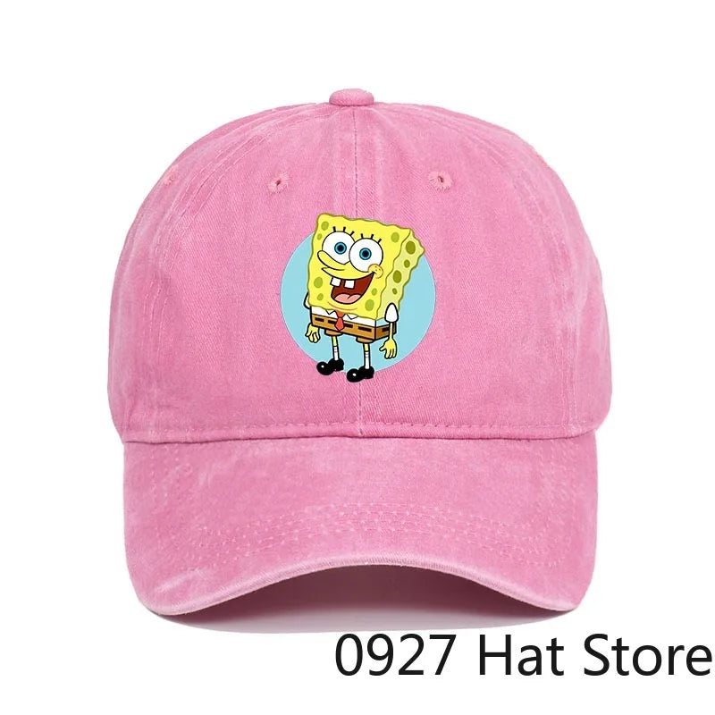 Fashion Cute SpongeBobs Baseball Cap Movie Cartoon Role Adult Men Women Sport Casual Sunshade Adjustable Anime Peaked Mesh Hat