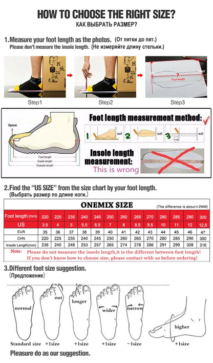ONEMIX Waterproof Running Shoes for Men Breathable Lightweight Women Training Walking Sneakers Outdoor Trekking Slip-On Sports Shoes