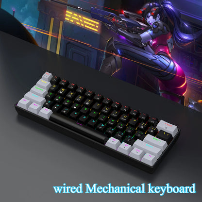 Mechanical keyboard gamer 60% mini 6 1keys backlit pc switches keyboards portable wired cute laptop  key board teclado mecanico
