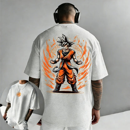Dragon Ball -anime: Goku-kuvioinen puuvillainen T-paita, Harajuku, miehille ja naisille, kesä, uusi, suuri, väljä, rento, lyhythihainen yläosa